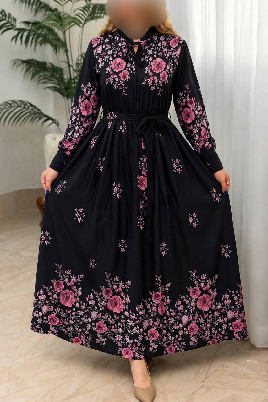 پیراهن ساحلی  یقه بندی رز