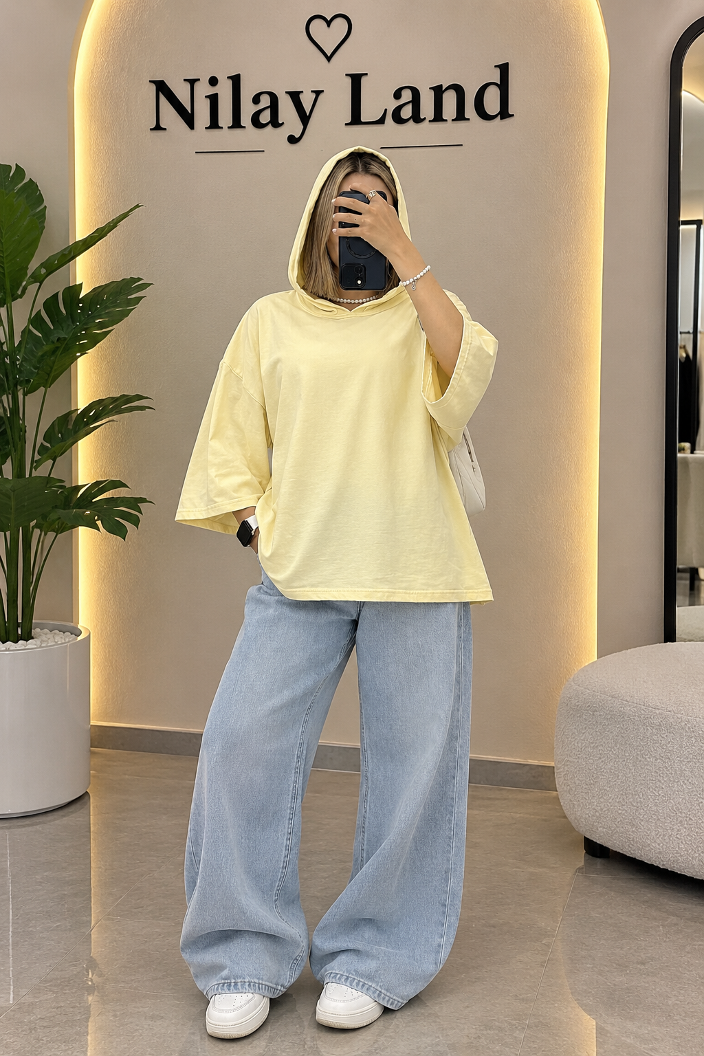 تیشرت لانگ کلاهدار